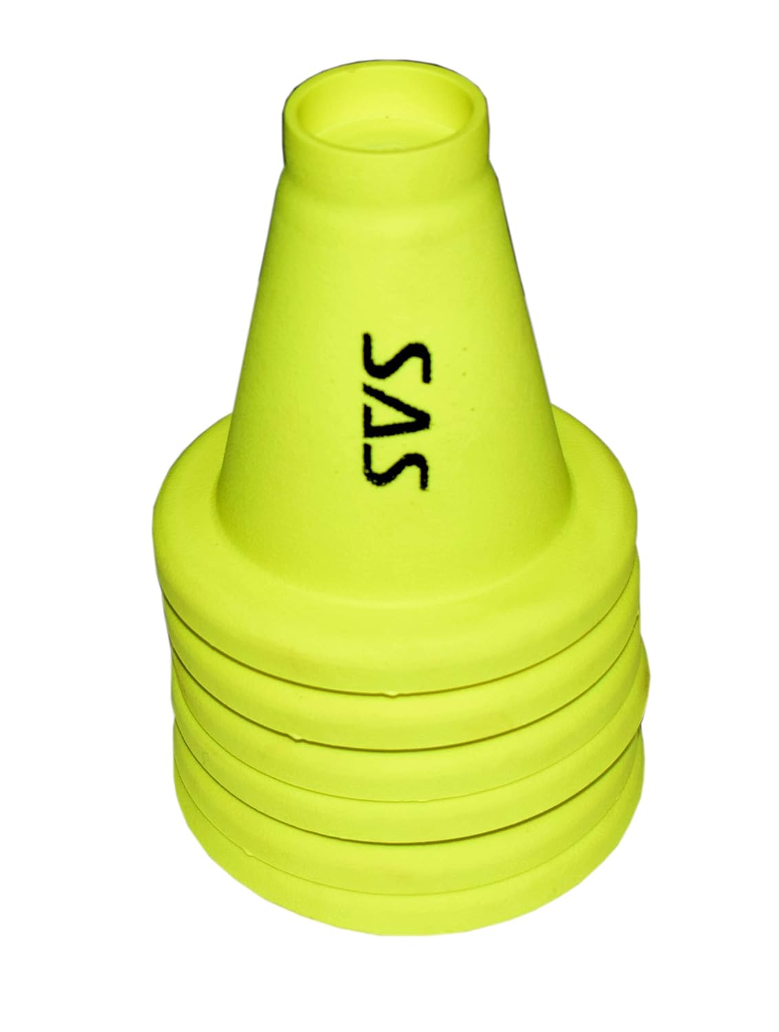 SAS SPORTS Cricket Batting Tee - Durable TPR Material | Cricket Cones for Exercise | Cricket Equipment Tee for Batting, Cricket Practice | Cricket Cones for Practice (Yellow, Pack of 6)