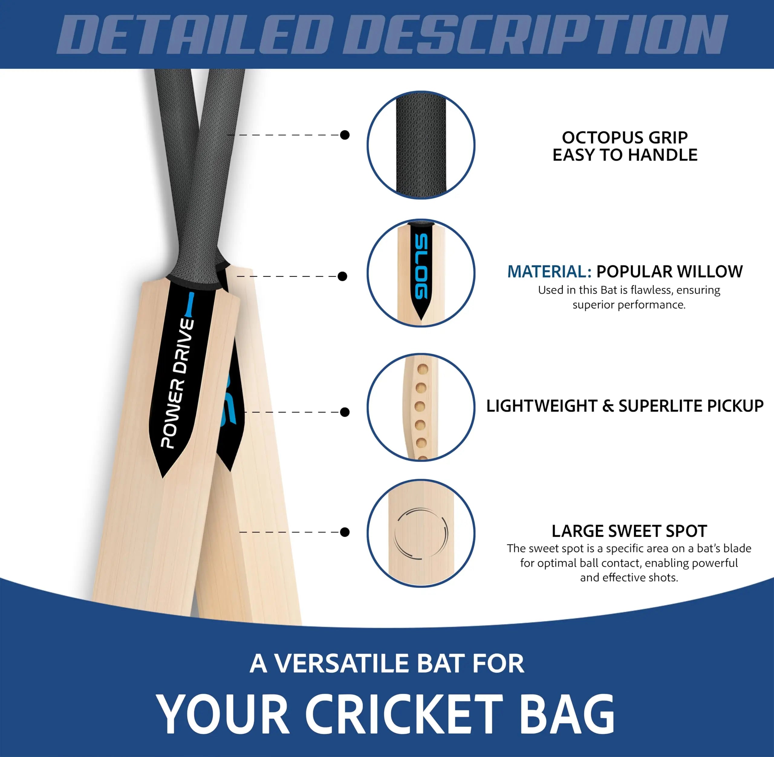 Jaspo SLOG Plastic Tennis Cricket Bat Full Size Bat (34” X 4.5” inch) for All Age Group (SLOG Cricket BAT) (SLOG)
